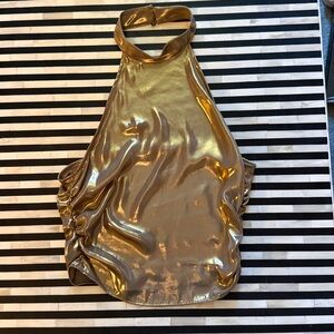 Zara gold metallic halter top.